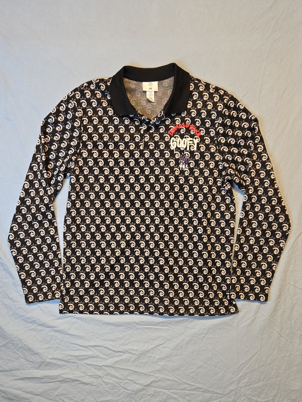 Disney H&M 100 Year Anniversary AOP 1/4 Button Down Long Sleeve Polo Shirt